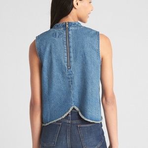Gap Denim Split-Back Frayed Hem Tank